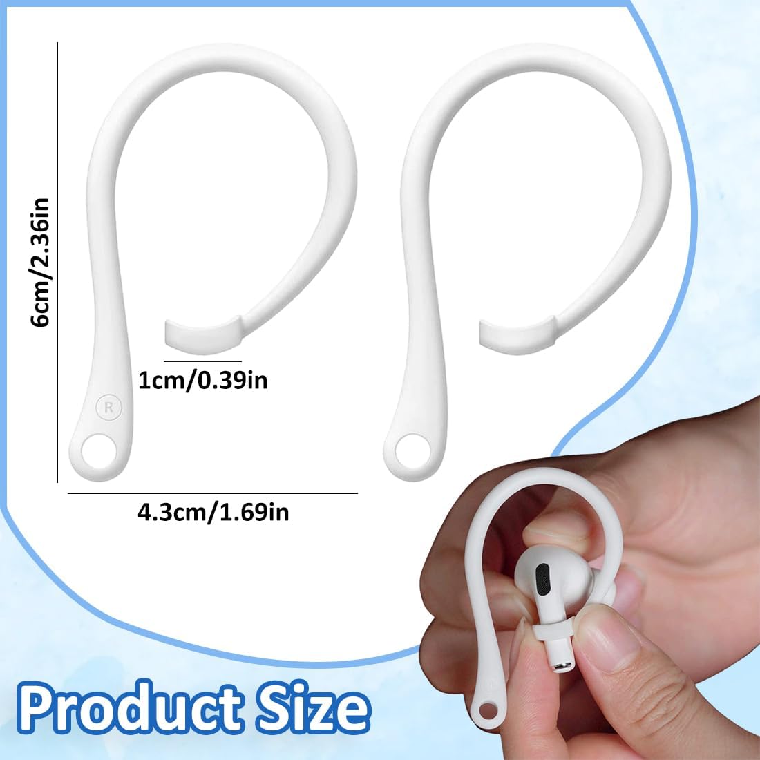 Ganci per cuffie, 4 paia di supporti a gancio per AirPods, supporti per cuffie, accessori di sicurezza per cuffie, accessori per cuffie, adatti per AirPods 3 e AirPods 4.