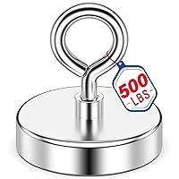 Vista 13 de Imán de pesca de neodimio, fuerza de tracción de 150 libras, imán fuerte de tierras raras con perno de ojo de orificio avellanado para regalo