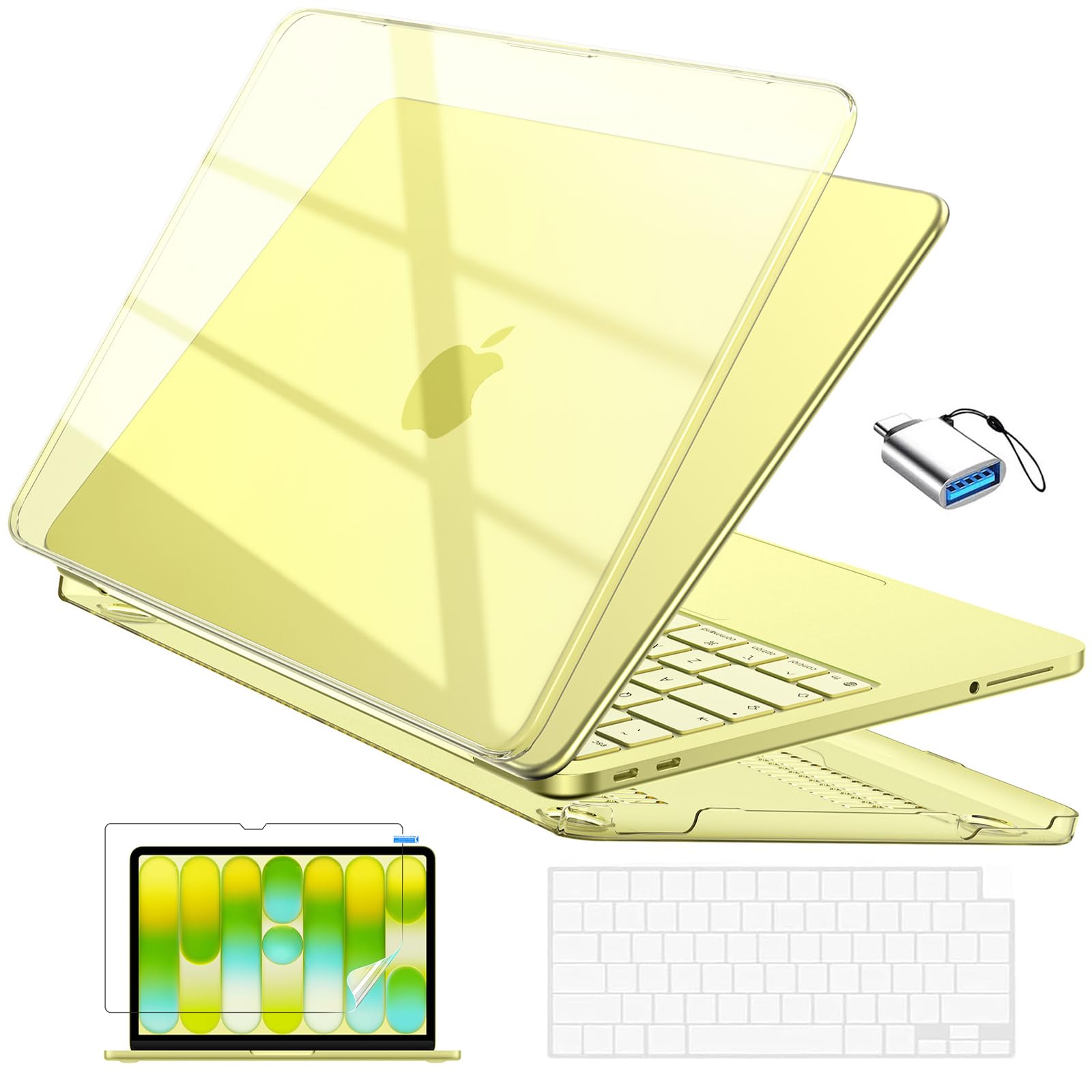 EooCoo for MacBook Neo Case 13 inch 2026, Scratch Resistant, Crystal Citrus | 4 in 1 Kit, Durable, Easy Snap-On, Stays New, Model A3404 (A18 Pro Chip)