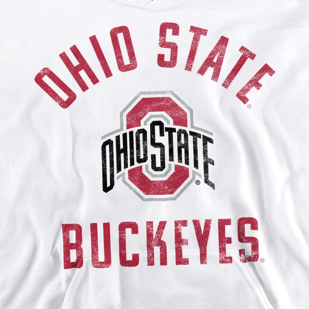 The Ohio State University Official Buckeyes Logo Unisex Youth Pull-Over Hoodie,White, X-Large