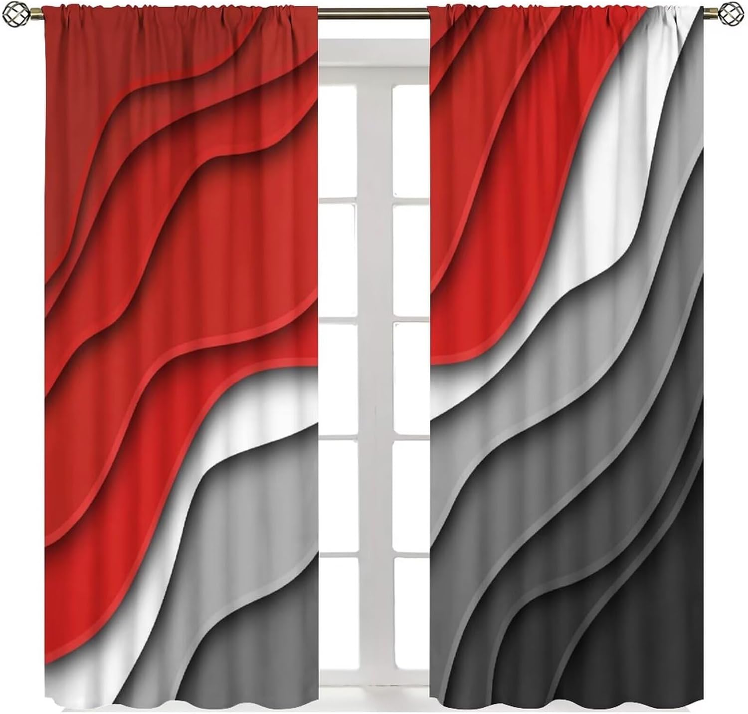 Geometric Marble Curtains, Black Gold Abstract Geometry Pattern Texture Window Treatments for Bedroom Living Room, Black Luxury Marble Drape 2 Panel Sets,42x45 Inch Decor