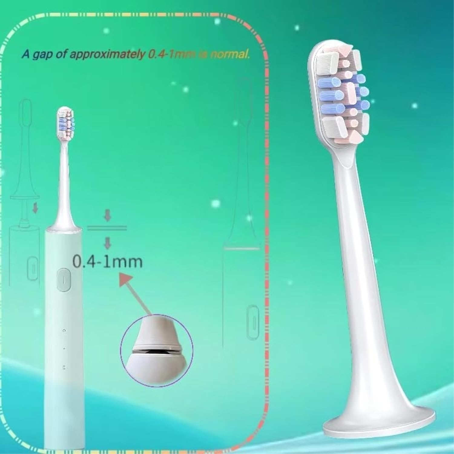 Electric Toothbrush Replacement Brush Head. Compatible for Mijia T500 T500C T300 MES602 MES601(4 Pink Toothbrush Head)