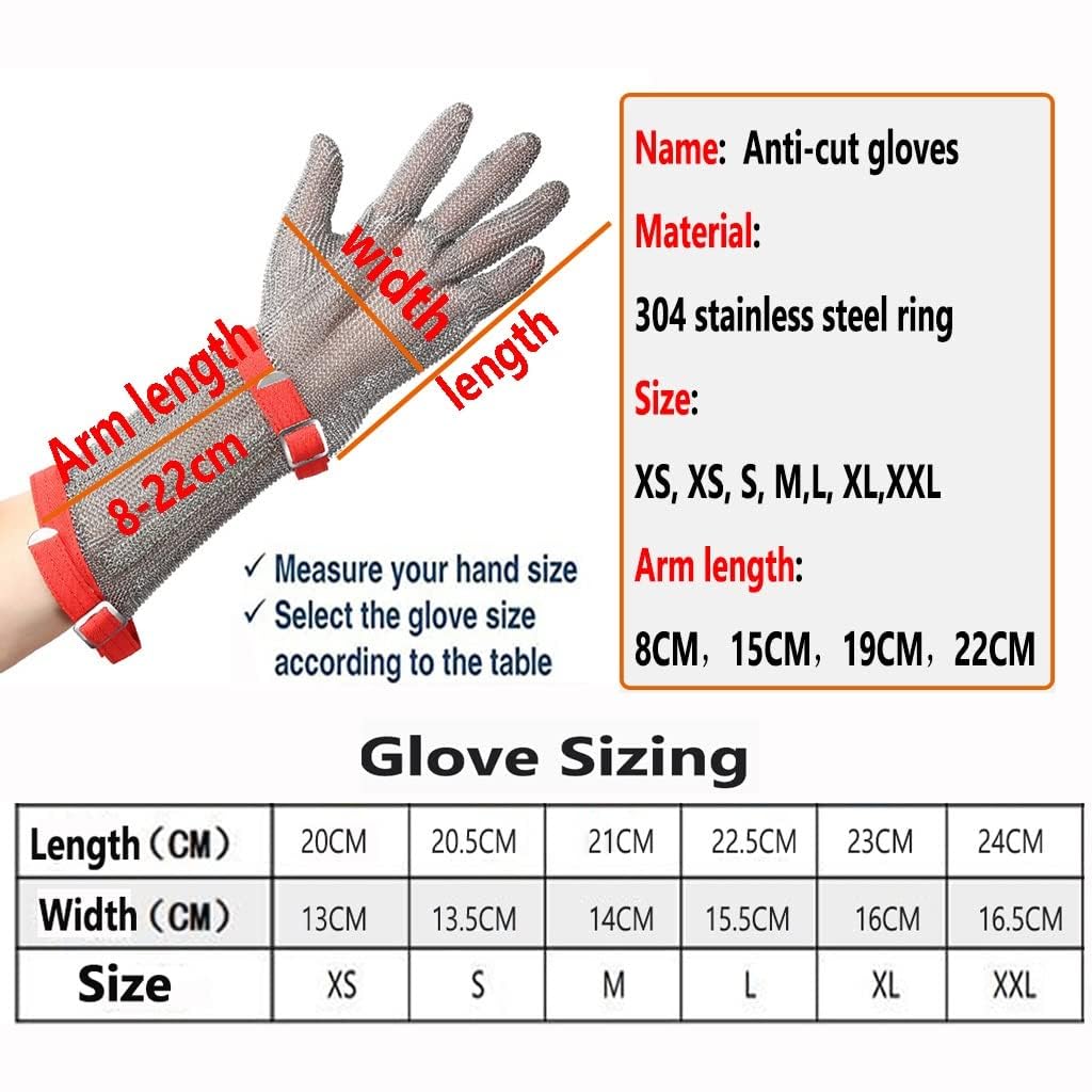 Rękawice Ati Cuttig Gloves Log Arm Metal Resistat Gloves, Rękawice Robocze Chef Butcher Woodworker Safety, Regulowany Pasek Na Nadgarstek Ylo/log Arm, Arm Length 19cm, 1PCS/XS