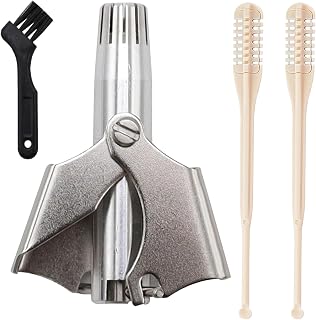 4 Piezas Corta Pelos Nariz Hombre Set, Cortador Manual de Cortapelos Nariz y Oreja, Recortador de Vello Nasal Giratorio Portátil con Cepillo de Limpieza para Mujeres y Hombres