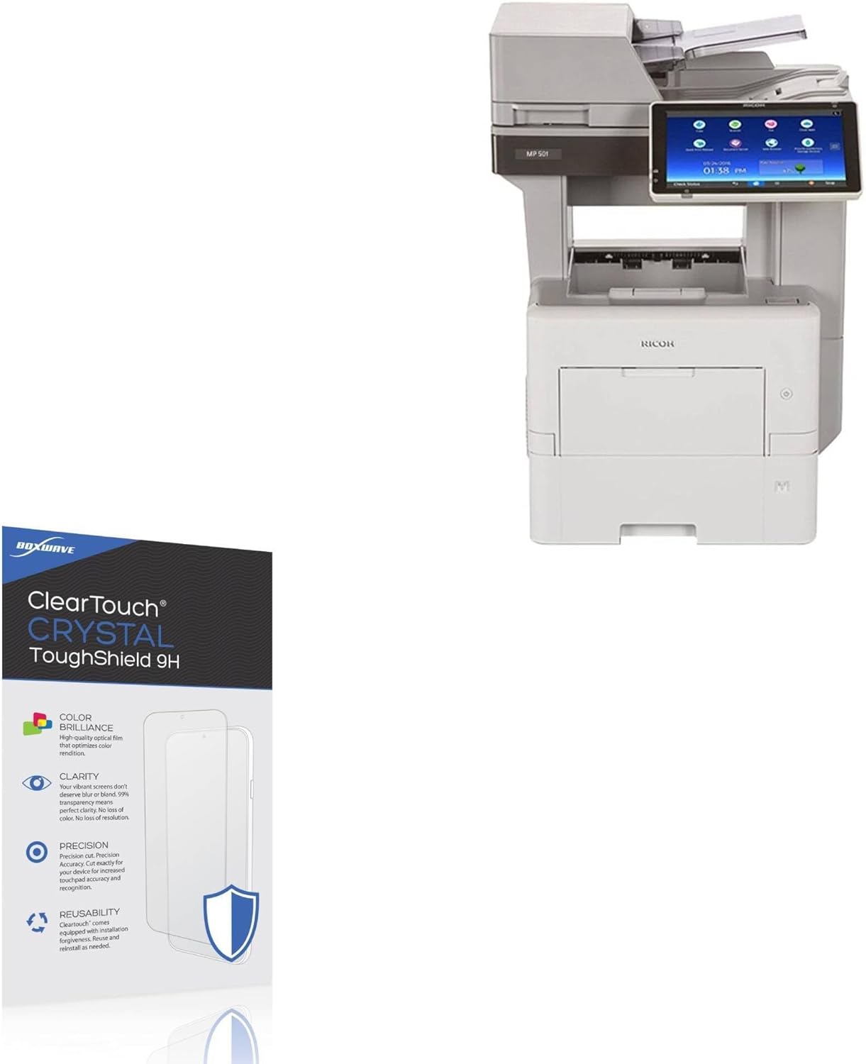 BoxWave Screen Protector Compatible With Ricoh MP 501SPF - ClearTouch Crystal ToughShield 9H (2-Pack), Clear 9H Tough Flexible Film Screen Protector