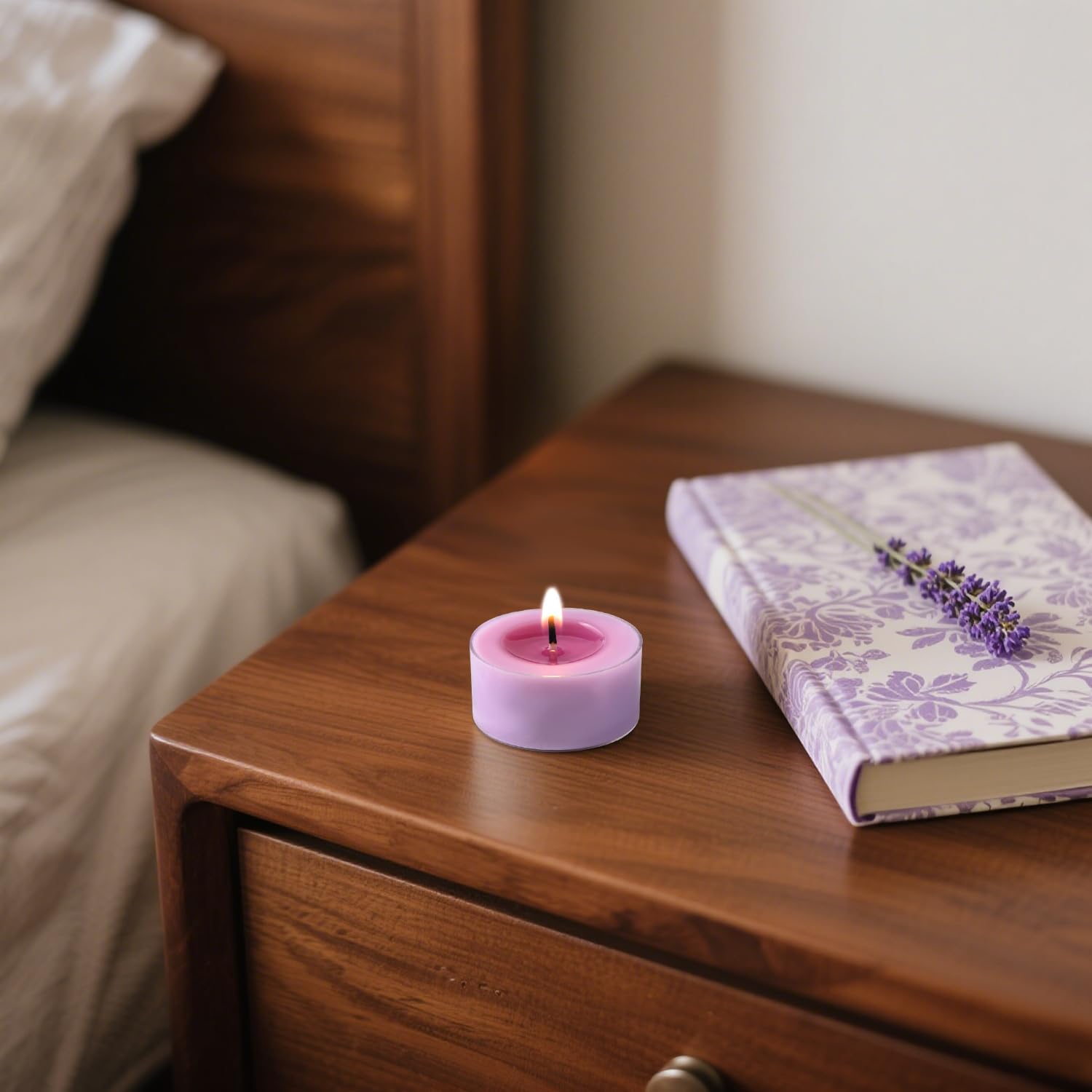 Zapachowe świece herbaciane, lawendowy zmierzch, 48 sztuk – fioletowe świece tealight – 100% wosk palmowy, 6-godzinna aromaterapia, świeczka wotywna do relaksu, spa, jogi, dekoracji domu