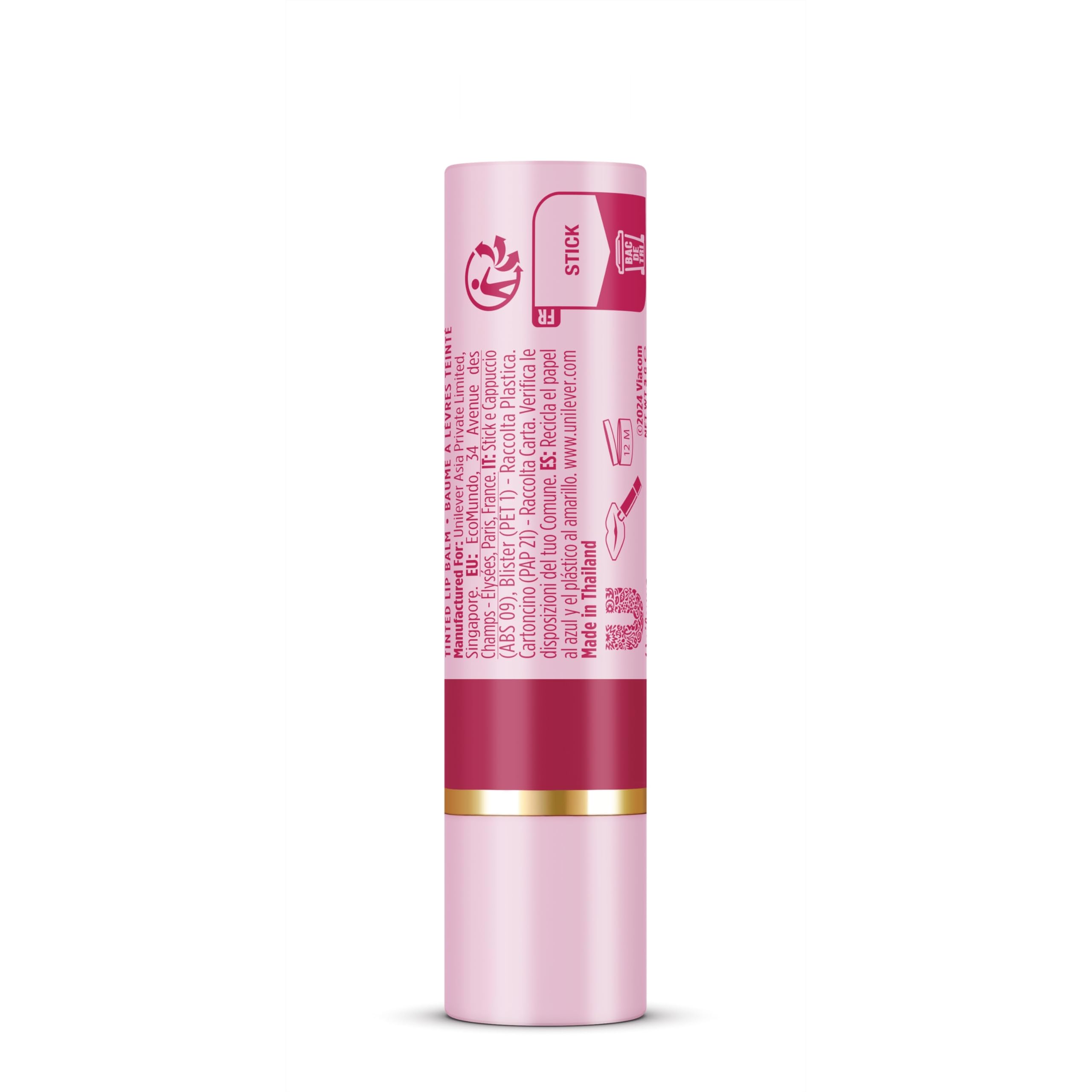 Vaseline LP Lip Balm with Color, Emily Parisian Pink, 3g, 24-Hour Moisture Supply with 9% Vaseline, Intense Pink - Image 4