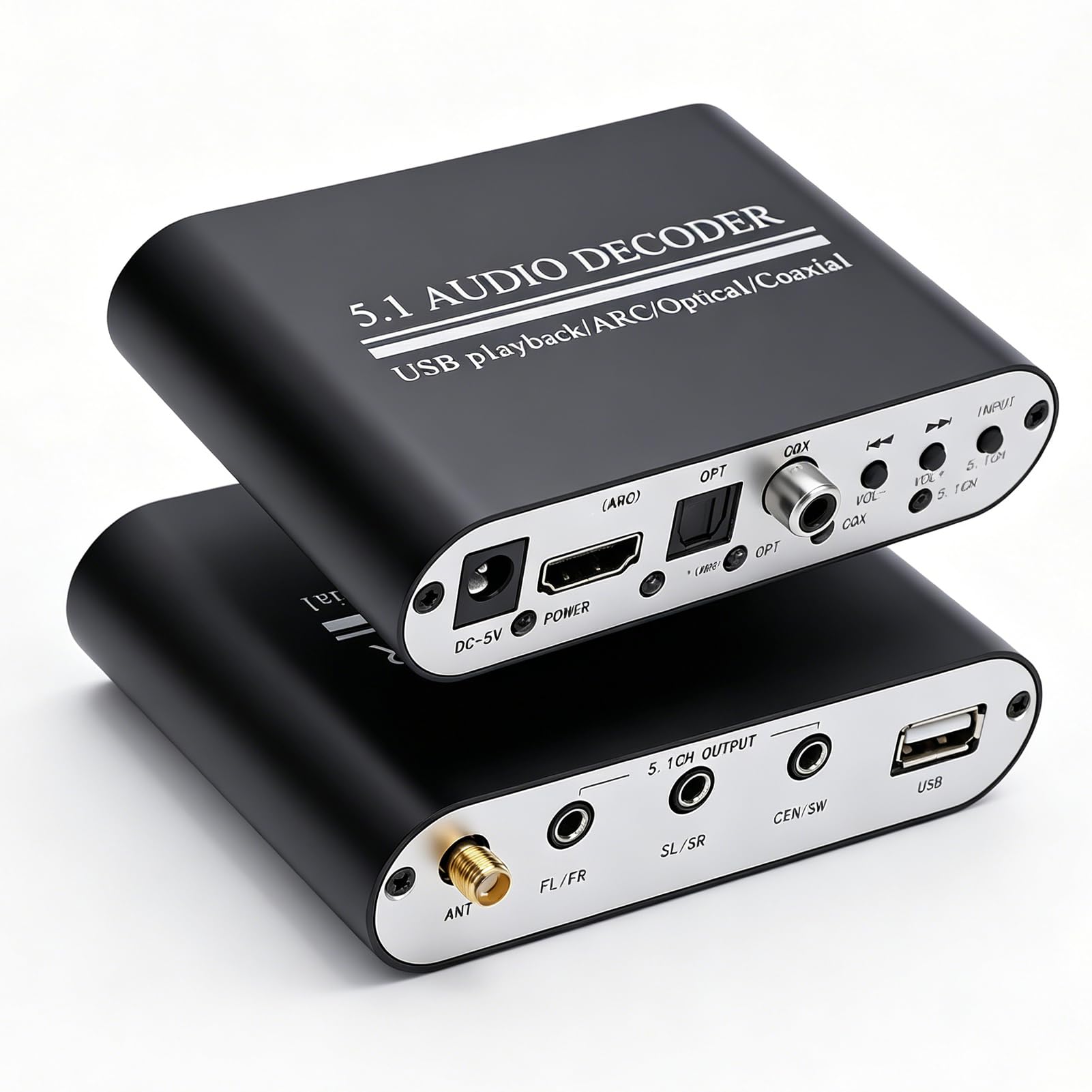 Goshyda Decodificatore Audio, Convertitore Audio HiFi Bluetooth Supporta ARC Coassiale Ottico USB, per Giochi Musicali di Film (Spina europea)