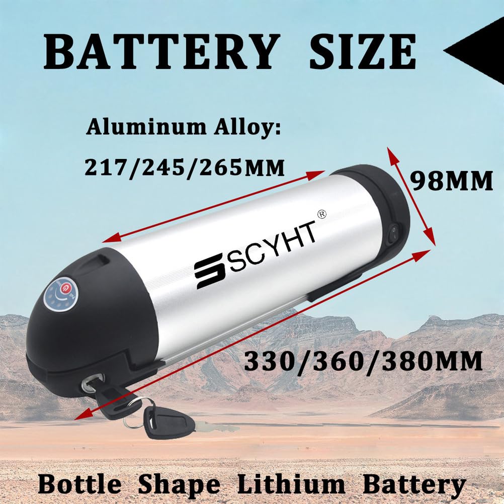 Batería de Litio 36 V 10 Ah 13 Ah Batería extraíble 24 V Baterías Iones Litio 48 V Baterías Tipo Botella para Motor 200 W a 650 W con Puerto de 4 Pines