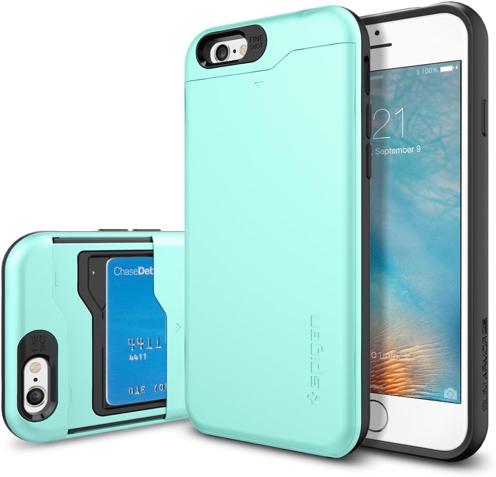 Spigen Slim Armor CS iPhone 6 Case with Slim Dual Layer Wallet Design and Card Slot Holder for iPhone 6S / iPhone 6 - CS Mint