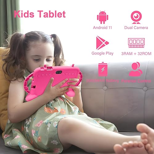 Miniatura 8 de Tablet para niños, tableta de 7 pulgadas con funda para niños de 2 a 10 años, tableta de aprendizaje educativo Android 11, 3 GB de RAM+32 GB de Verde