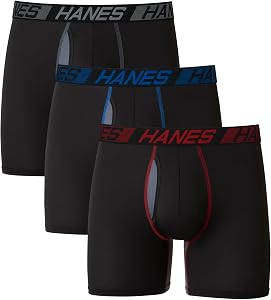 Hanes Men's Underwear Boxer Briefs Pack, 3-Pack, Total Suppo…