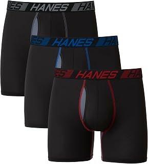 Hanes Men's Total Support Pouch Boxer Briefs: X-Temp Cooling, Odor Control, Anti-Chafe Mesh, 3-Pack Comfort