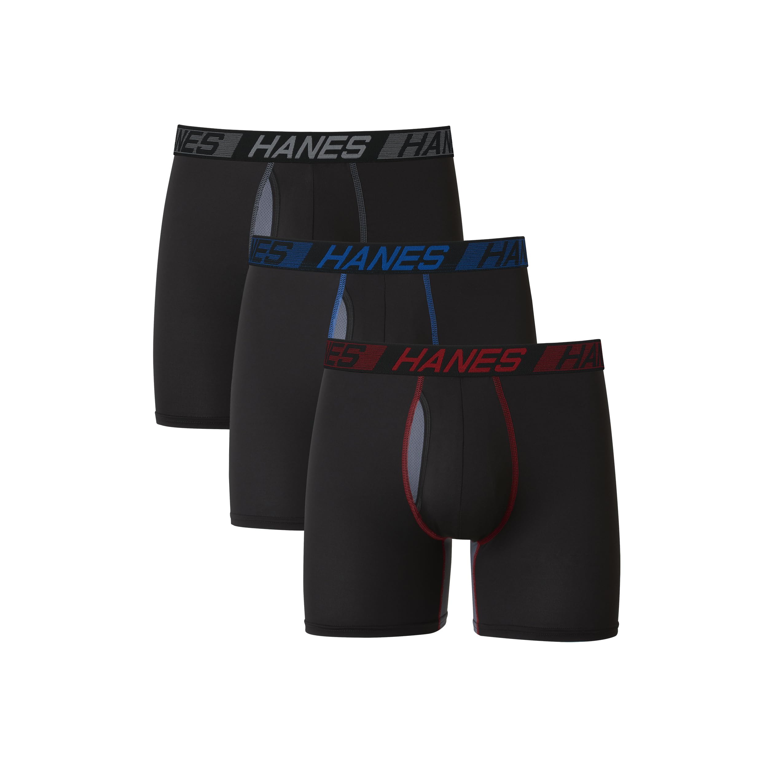 Hanes Men's Anti-Chafing, 3 Pairs, Cool & Breathable Cotton Pouch Underwear, Moisture-Wicking Boxer Briefs