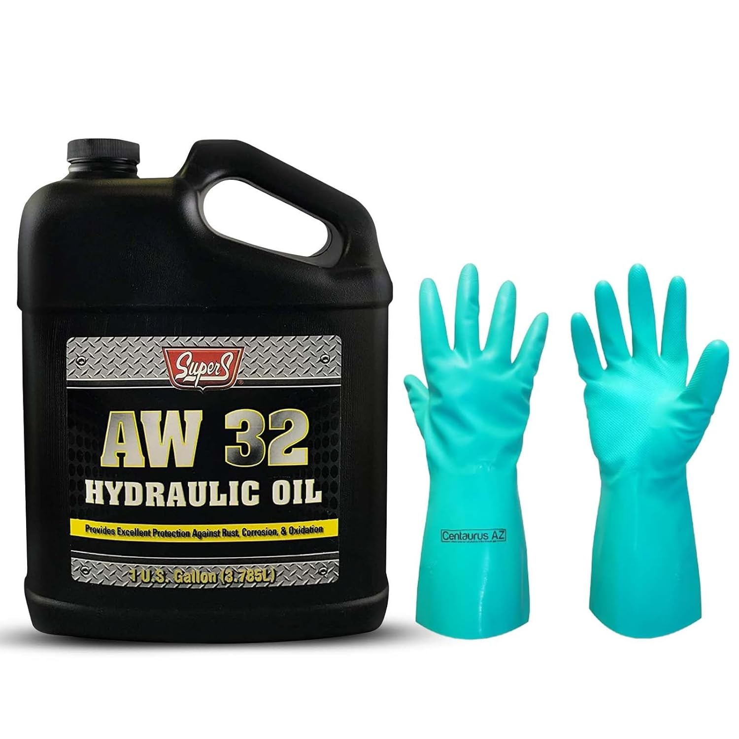 Heavy-Duty Hydraulic Fluid - AW 32 Hydraulic Oil - 1 Gal - Compressor Oil for Hydraulic Jacks, Log Splitters, and Heavy Equipment - Hydraulic Car Jack Oil Protects - Paired with Centaurus AZ Gloves