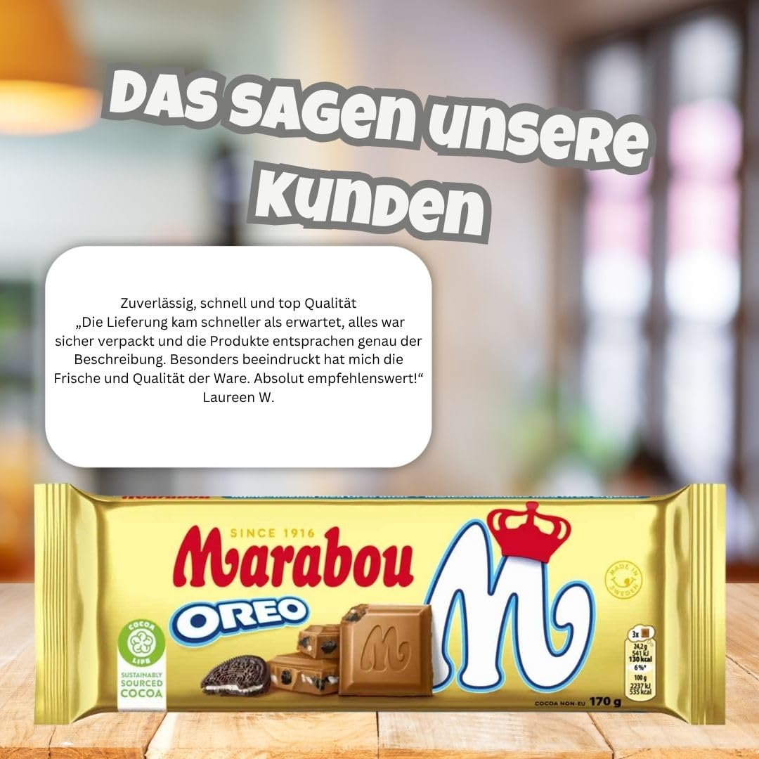 Marabou Oreo 10×170 g (insg. 1,70 kg) | Schwedische Milchschokolade mit Oreo-Keksstückchen | XXL-Vorrat | Cremig & knusprig | Tafelschokolade für Feiern, Office & Geschenke