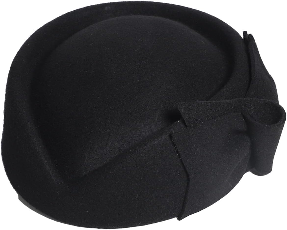 HIMESPORT Wool Felt Bowler Fascinators Hats for Women Ladies Female Elegant Wedding Tea Party Beret Hat with Bowknot