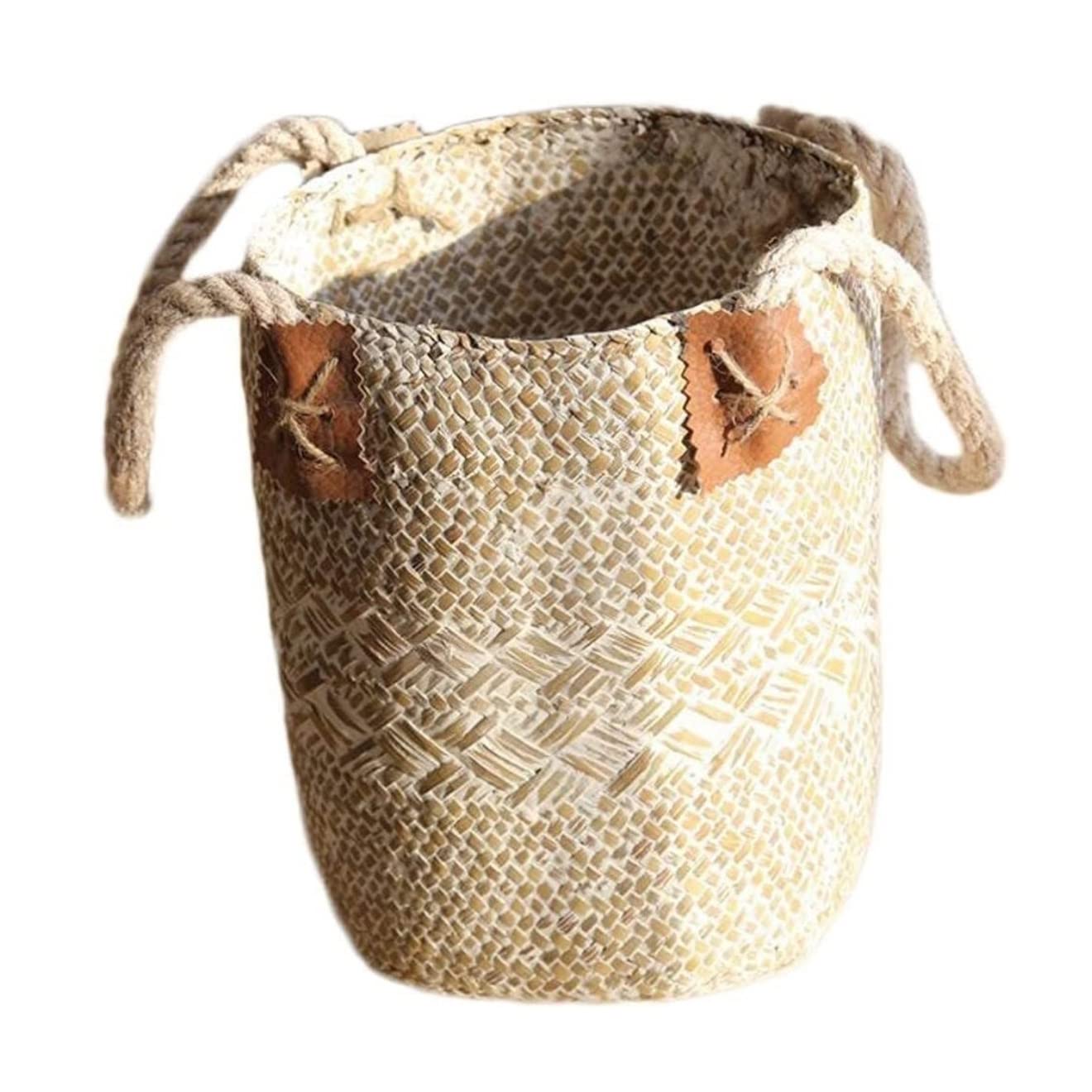 Koszyk Piknikowy Kosz Piknikowy Naturalny Do Sadzenia Kosze Na Brzuch Pojemnik Przechowywania Uchwyty Rośliny Plenerowy(21 * 21 * 25cm)
