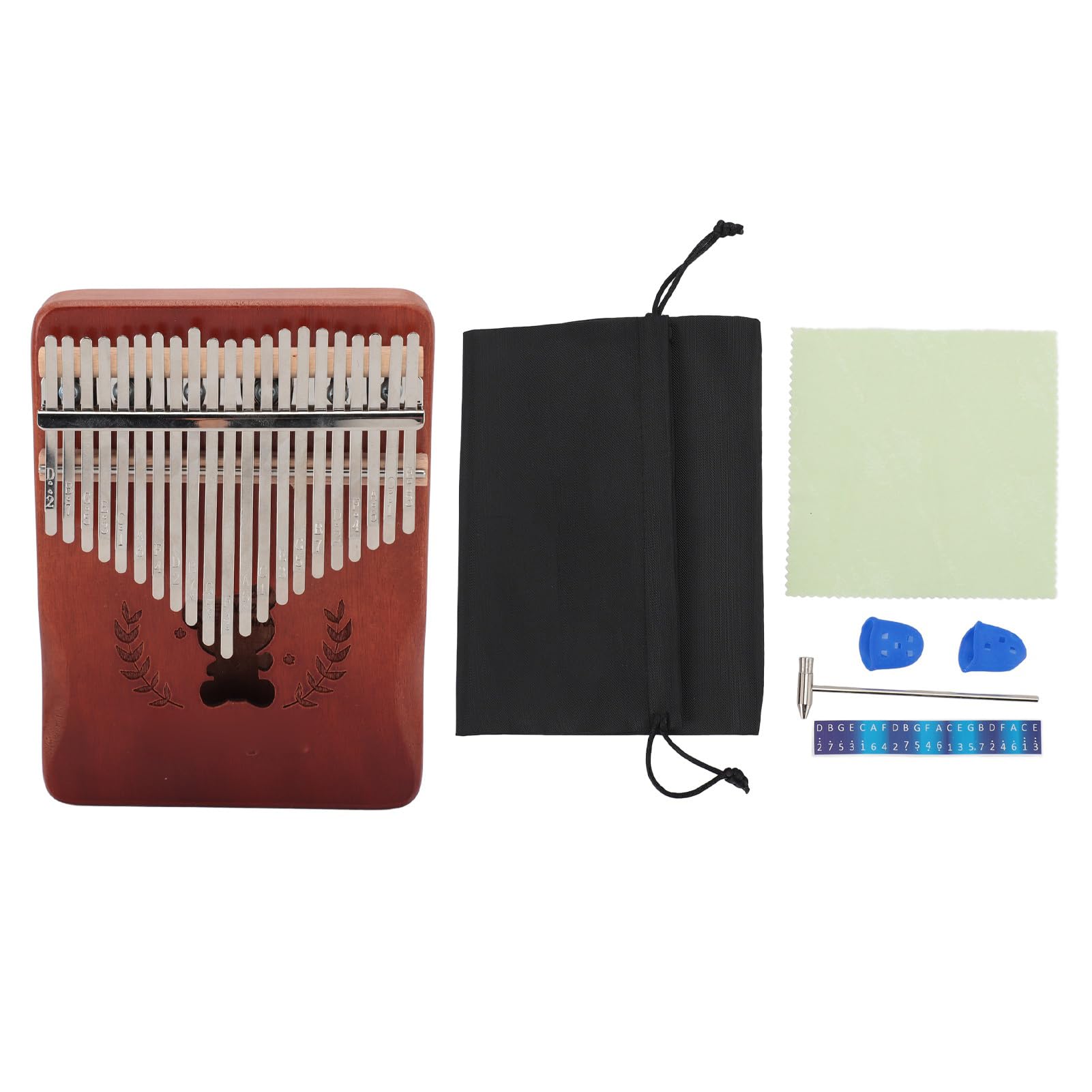 Naroote Piano de Pulgar de 21 Teclas, Diseño Esculpido Cómodo Martillo de Afinación Kalimba de Madera Construcción Estable para Tocar y Entretenerse Todos los Días (café degradado)