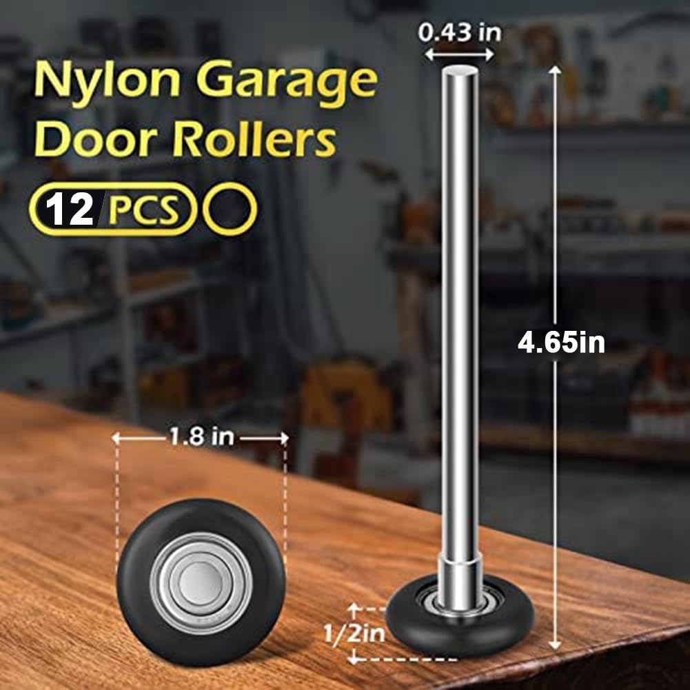 12 Rodillos de Nailon para Puerta de Garaje, 2 Pulgadas, Silenciosos, Rodamientos de Repuesto a Granel 6200ZZ para Suministros de Puerta de Garaje
