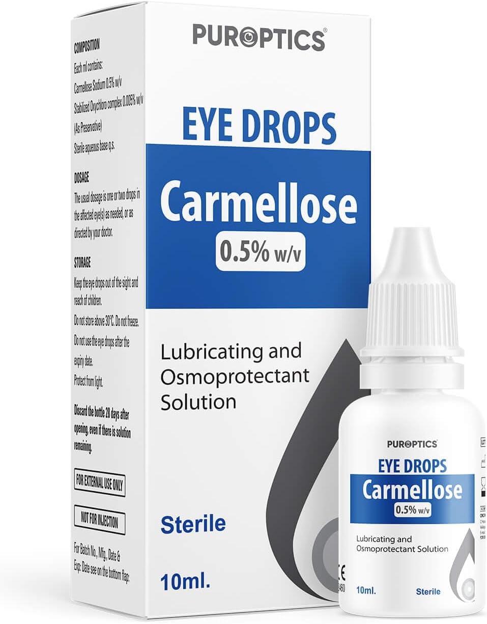 Carmellose 0.5% Lubricant Eye Drops for Dry Eyes and Irritated Eyes 10ml (Pack of 1)