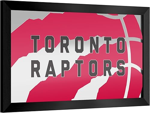 Trademark Global Espejo de pared - Espejo rectangular con marco negro Toronto Raptors listo para colgar, para pub, sala de juegos, garaje o bar en