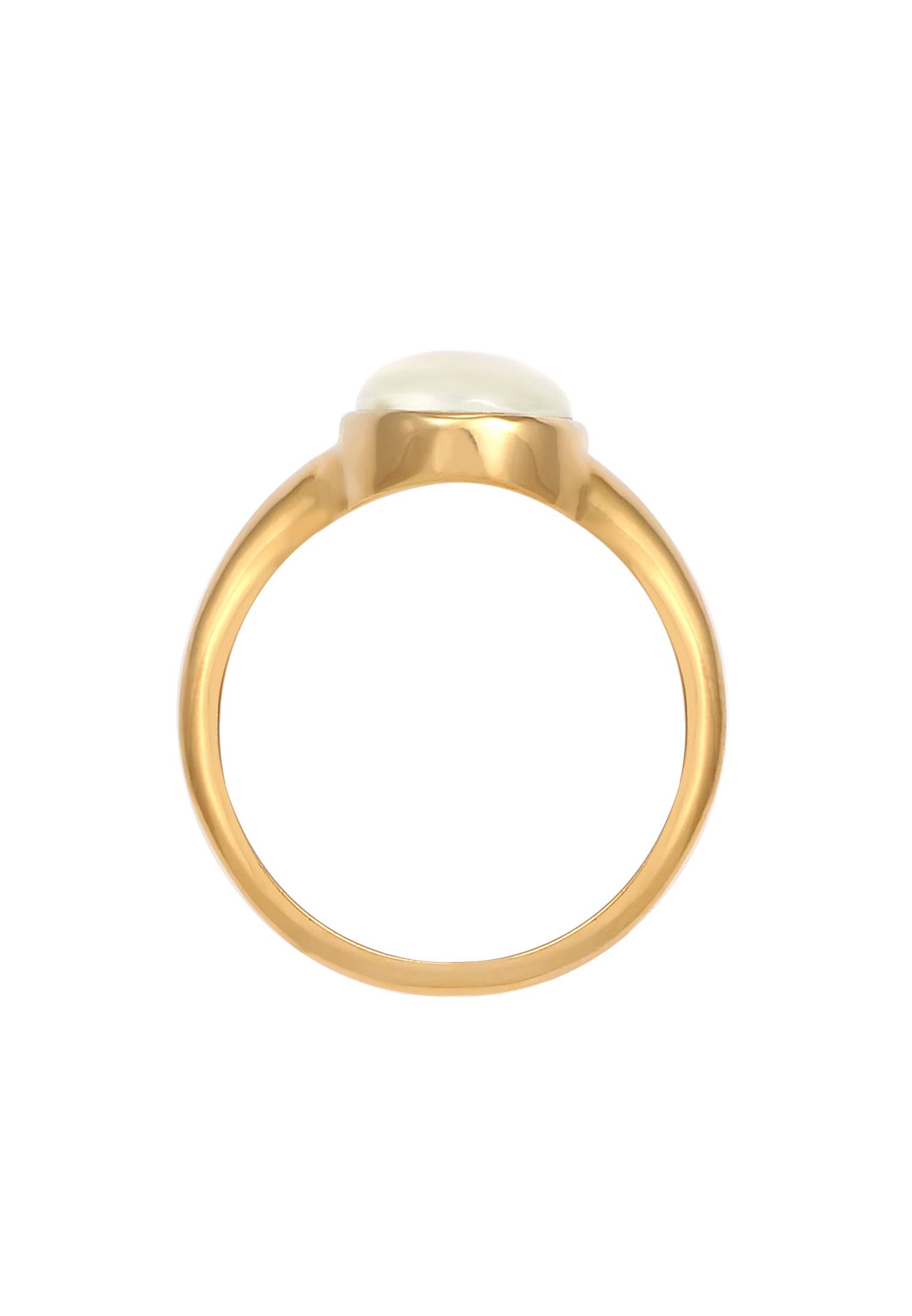 Elli Ring Damen Siegel mit Mondstein 925 Silber Vergoldet
