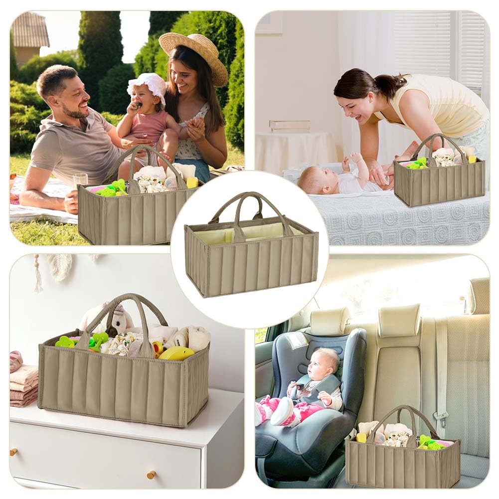 Organizzatore Pannolini del Bambino, Organizer Portatile con Scomparti Rimovibili Pieghevole in Feltro, Grande Capacità Morbido per Salviette Umidificate e Articoli