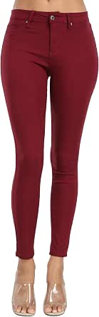 WAYRUNZ Women's Hyper Ultra Stretch Comfy Pants Colored Mid-Rise Skinny Jean Juniors Jegging