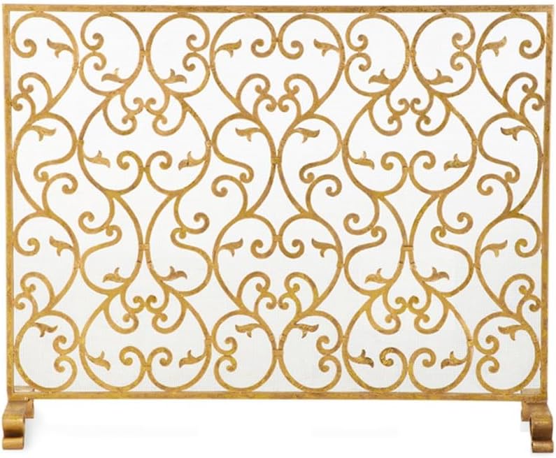 MACIUM Metal Fire Screen Fireplace Screen Wrought Iron Mesh Spark Screen Living Room Fireplace Guardrail with Mesh Home Fireplace Screen Decoration Fireplace Mesh Screen Curtain