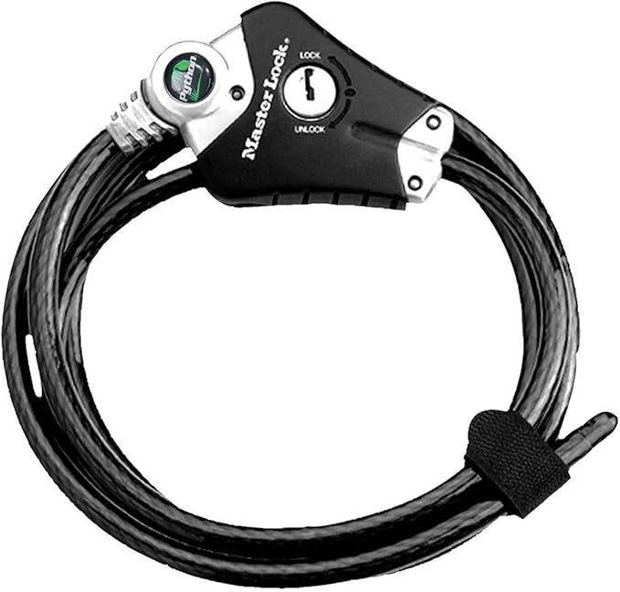 Câble Antivol Master Lock 90cm - Combinaison 4 Chiffres - Pour Vélo, Skate, Tondeuse - Revêtement Vinyle Anti-rayure