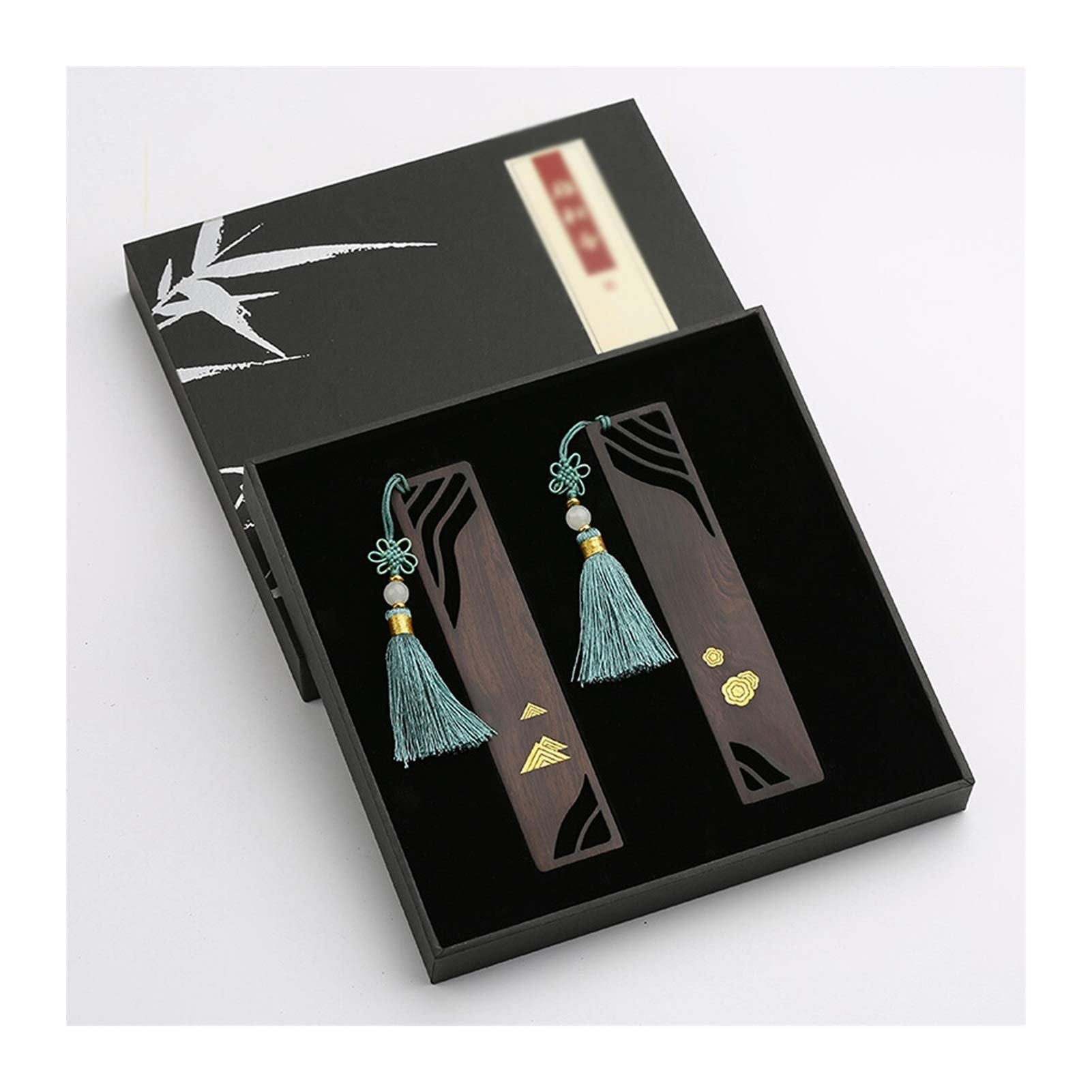 Signets Art créatif Signets en Bois Creux Signets en Bois avec Beaux Glands et boîte-Cadeau Best Cadeau for Elle/Lui - Set de 2 Signet Signets pour Livre