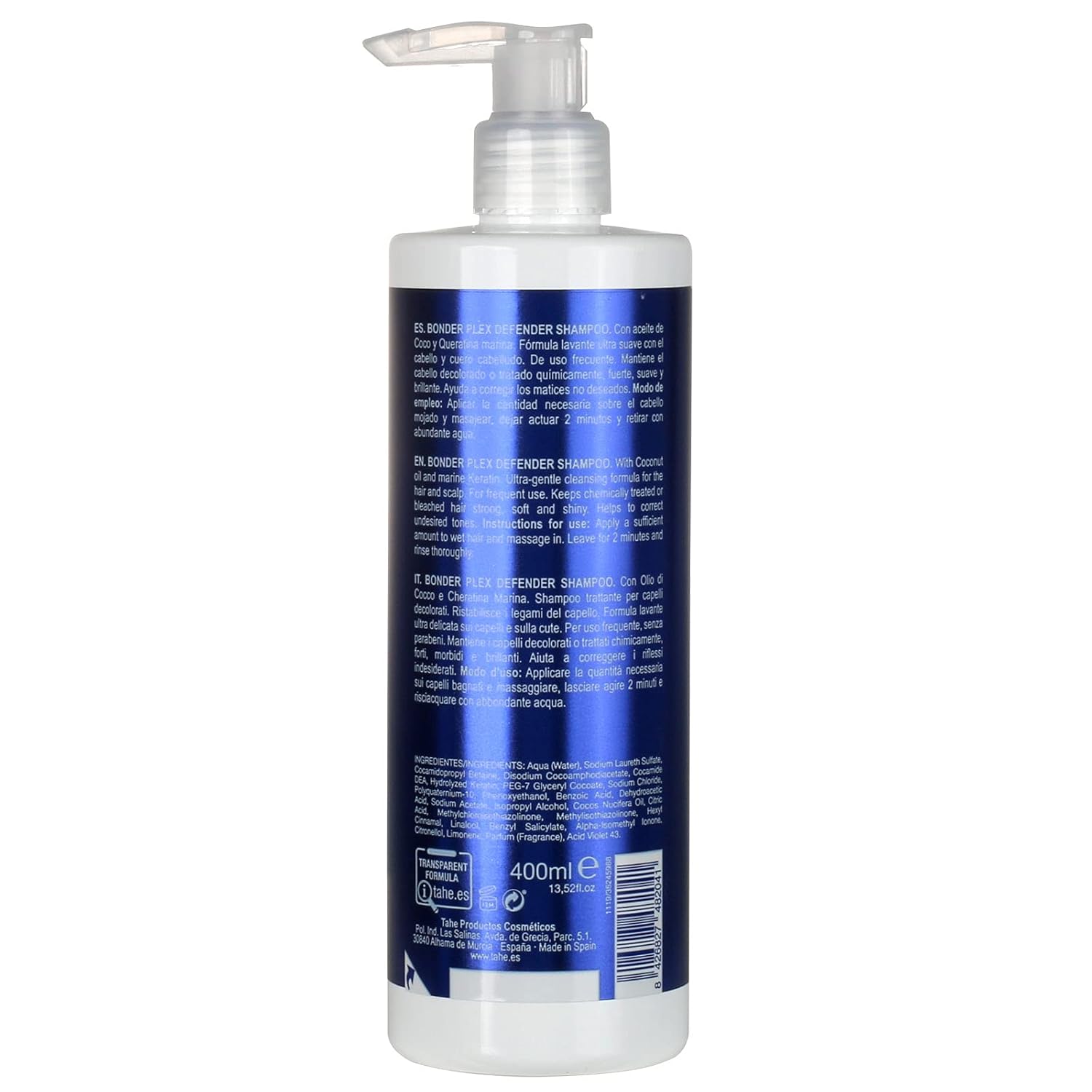 Tahe Bonder Plex Defender Shampoo for Bleached Hair with Coconut Oil and Marine Keratin, 400ml