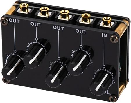 DJ Controllers, Mini 4 Channel Stereo Line Mixer 4in1out for Live Studio Recording Low Noise Small & Sophisticated Aud-io Passive MixerTM400