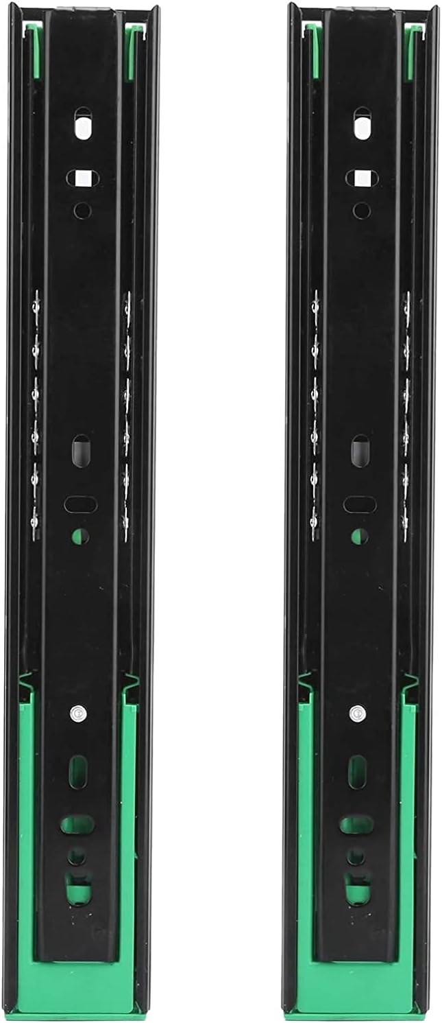 Heavy Duty Drawer Runners 3-Section Full Extension Soft Close Ball Bearing Metal Cabinet Drawer Slides Bed Drawer Runners (Color : Black, Size : 30cm)