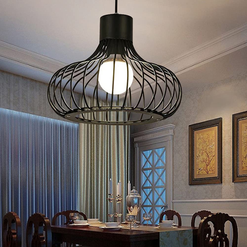 Rustykalny czarny wisiorek Lekki metalowy koszyk przemysłowy wyposażenie oświetlenia, lampy sufitowe w Farmhouse do Kitchen Island Cafe jadalnia E27 żyrandol