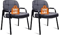 Vista 1 de CLATINA Big & Tall - Silla de invitados para sala de espera de 500 libras, silla de recepción de oficina de cuero sin ruedas con brazos acolchados