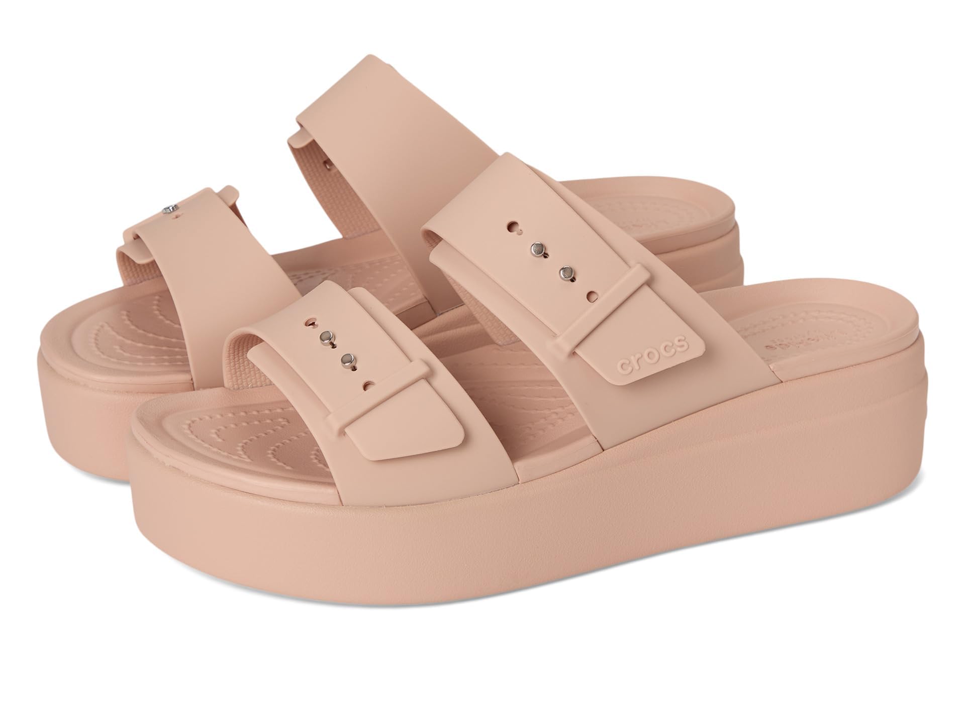 Crocs Women Sandal,Brooklyn Buckle Low Wedge,Pink Caramel,3 UK Women