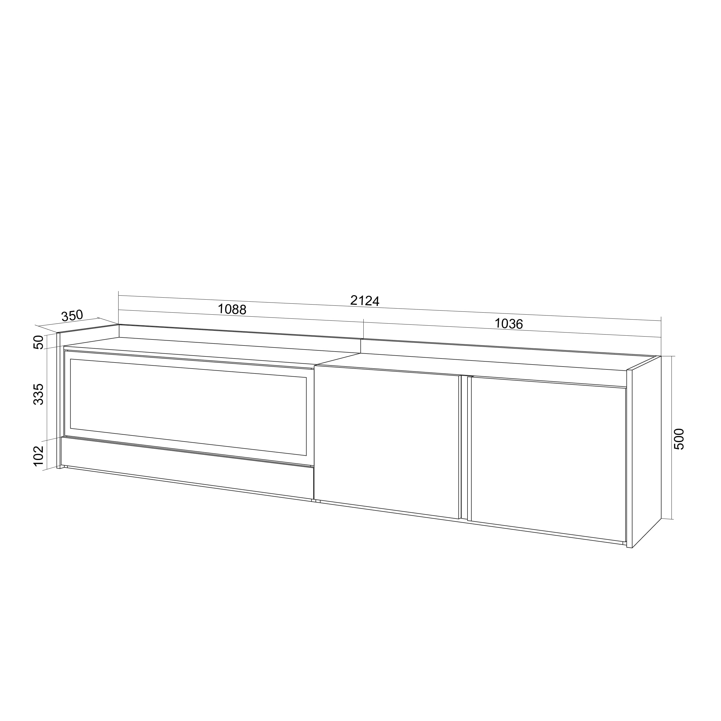 Skraut Home | Meuble TV | Banc Télé | Grand Espace de Rangement | 212x50x35 cm | pour écrans jusqu'à 80" | Cheminée électrique XXL | Suspendu, Mural | Style Moderne | Noir et chêne