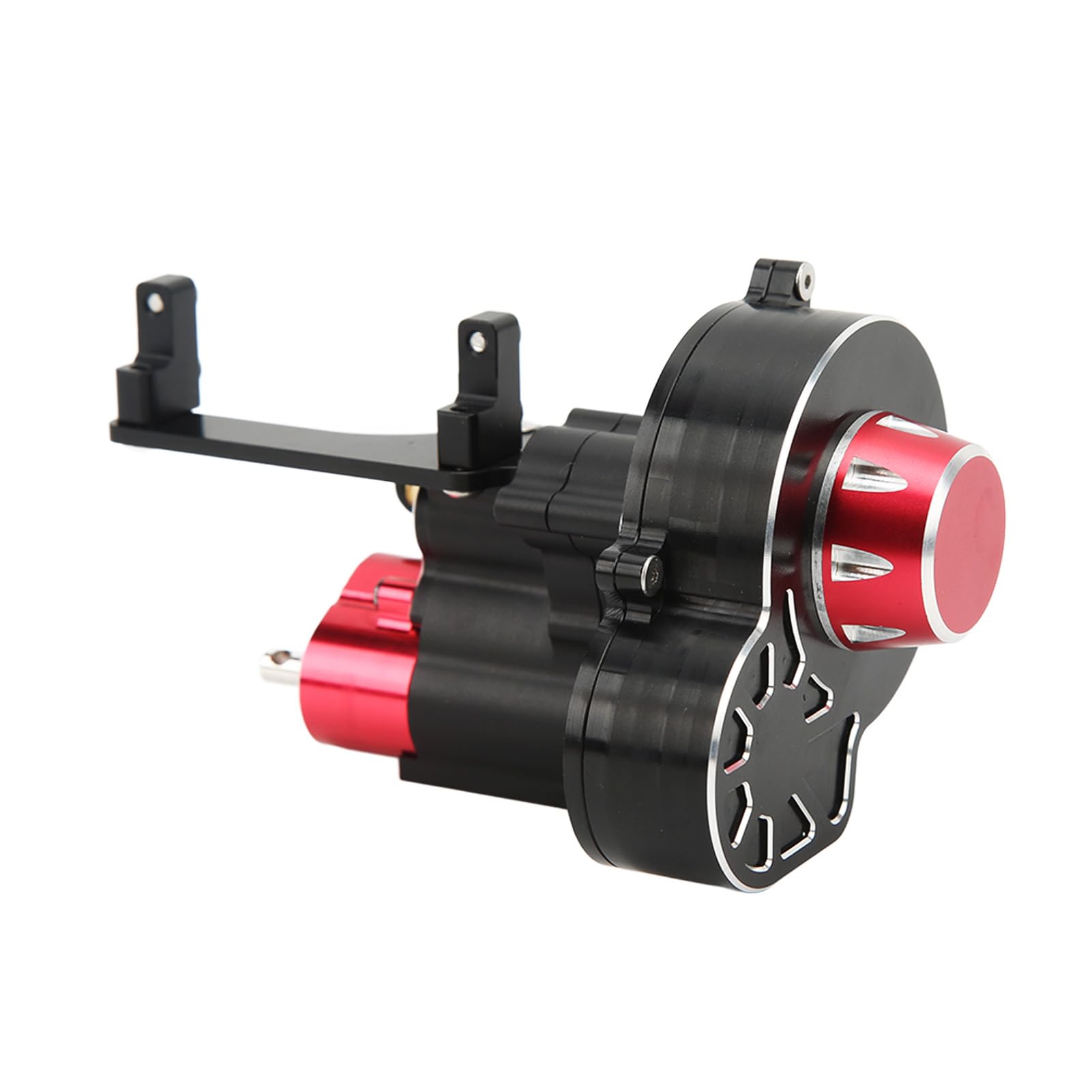 plplaaoo RC Car Wave Box dwubiegowa skrzynia biegów ze stopu aluminium Back Transmission Wave Box do Axial SCX10 I II III RC samochód wspinaczkowy czarno-czerwony 124 x 73 x 73 mm