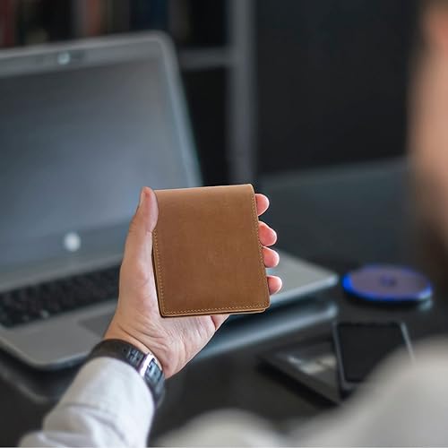 Vista 6 de Gvmcse Billetera para hombres, billetera con clip para dinero para hombres, billetera delgada de fibra de carbono con clip para dinero, Sin ranura