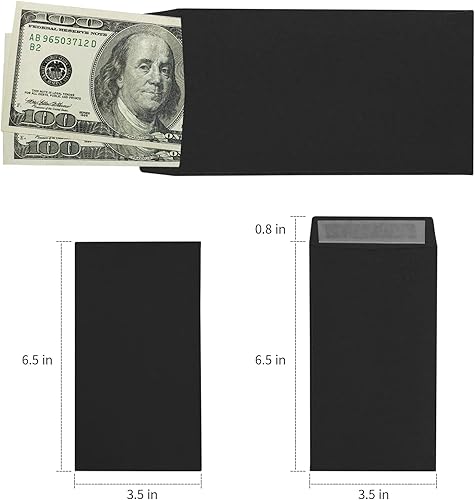 Miniatura 2 de Granhoolm Paquete de 50 sobres grandes de efectivo de 3.5 x 6.5 pulgadas, sobres de dinero para efectivo, sobres de monedas para plan de ahorro,