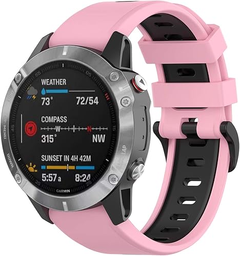 Miniatura 30 de Compatible con Garmin Fenix 6 Sapphire Watch Bands, Forerunner 945 Bands, 0.866 in Quickfit Silicona Correa de repuesto para Garmin Instinct, Fenix