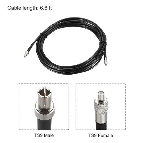 Miniatura 2 de uxcell TS9 macho a TS9 hembra RF Cable de extensión coaxial RG174 Cable de puente 6.6 pies 2pcs