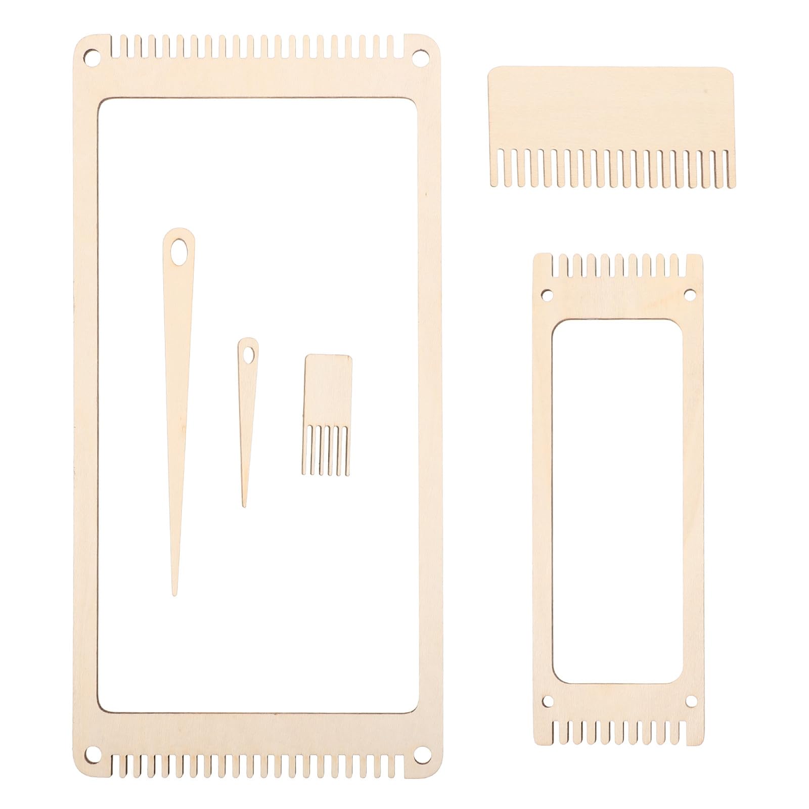 Toddmomy 1 Set Wooden Weaving Board Kit with Tools - Weaving Loom with Comb, Needle for Beginners - Handmade Rectangle Tapestry Frame for Birthday Gift Craft Making