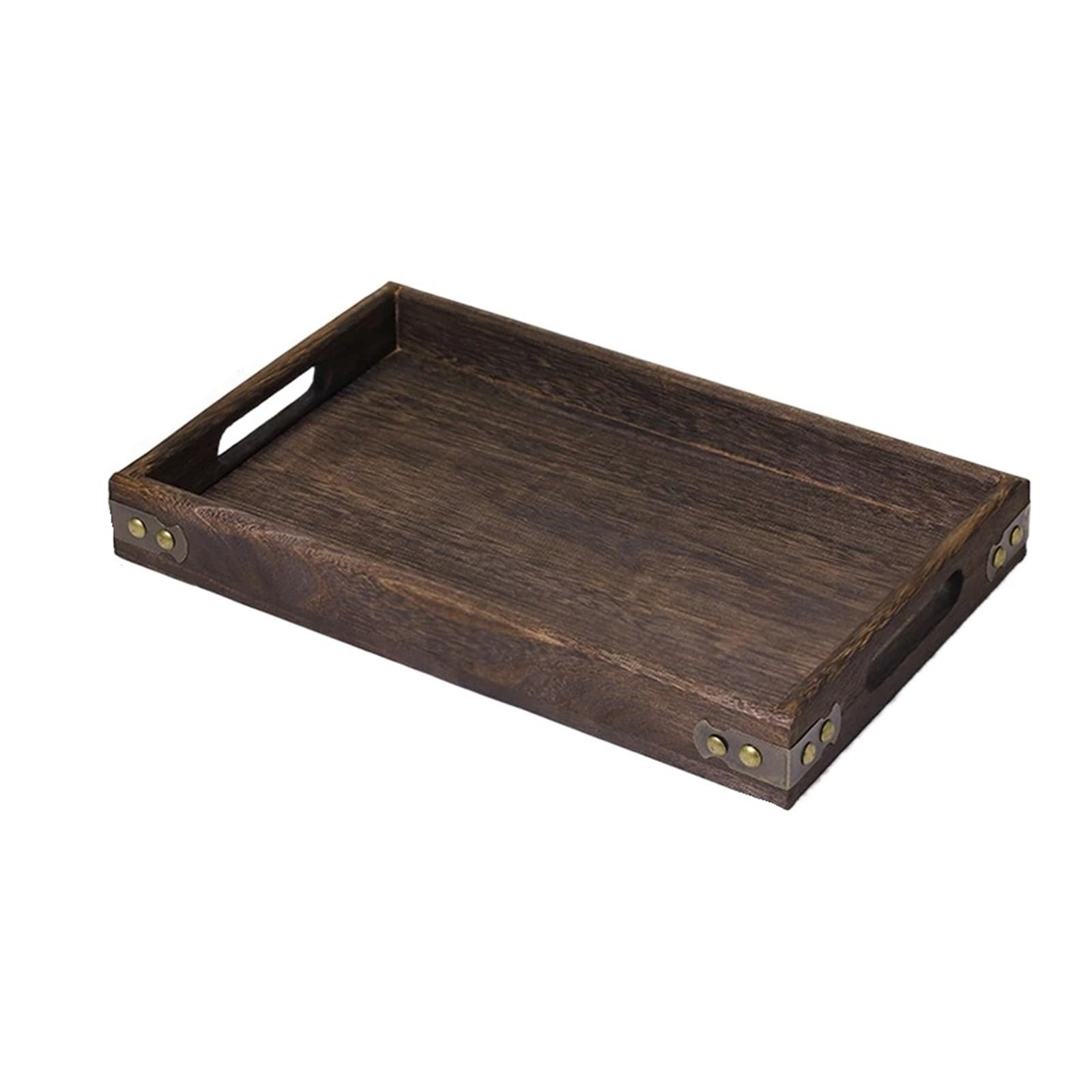 Bandeja rústica de Madera con asa, Rectangular, Multiusos, Ideal para té, café, Desayuno y centros de Mesa (36 x 24 x 4 cm).