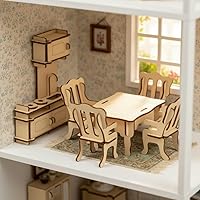 Vista 5 de BOHS Muebles de casa de muñecas de madera a escala 1/12, rompecabezas 3D para accesorios de muebles de casa de muñecas en miniatura, grande, 28