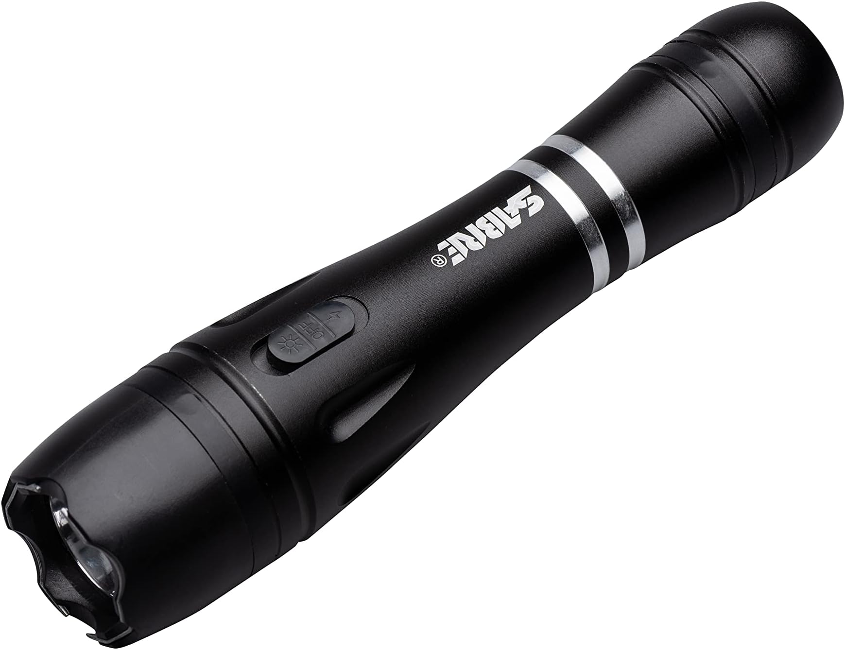 SABRE 2-in-1 Tactical Stun Gun with LED Flashlight, Self Defense Stun Gun with 2.517 µC Charge Produces Intolerable Pain, 130 Lumen LED Light, Safety Switch, Belt Holster, Rechargeable Battery