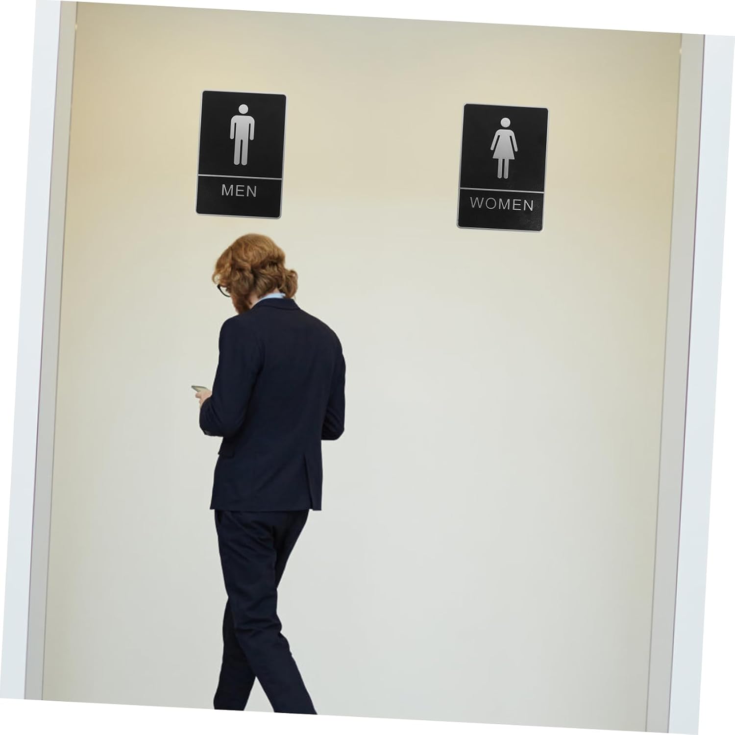 2pcs Practical Restroom Signs Plastic Toilet Sign Modern Bathroom Decor Washroom Identification Plate for Men Women