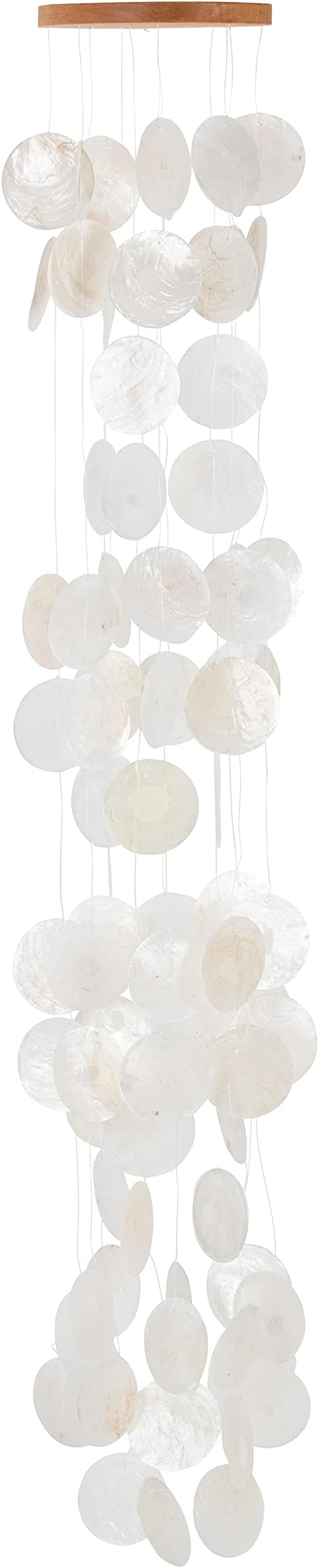 Solange & Frances Shell Wind Chimes. This Capiz Shell Wind Chime is Natural and 40 inches Long. This is A Great Gift for Mom. This Outdoors Windchime is The Perfect Chimes Decor.
